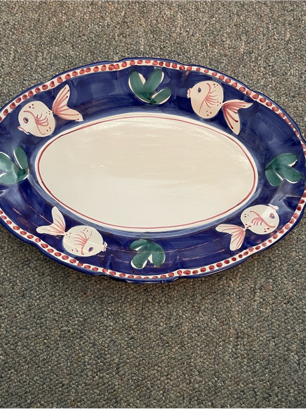 VIETRI Campagna Pesce 16" Oval Serving Platter Blue Pink Fish Made In Italy